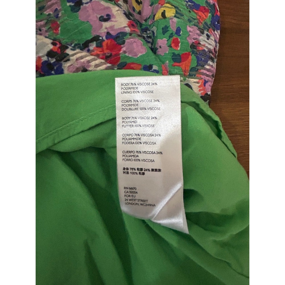 Anthropologie MaeveGreen Floral Camisole Top Womens Size 6 Textured Cutout Back - Picture 8 of 11
